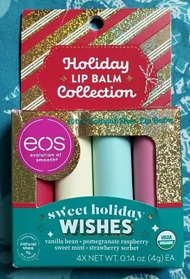 EOS Sweet Holiday Wishes Lip Balm Collection 4 Pack Pomegranate  STRAWBERRY.... • $12.99