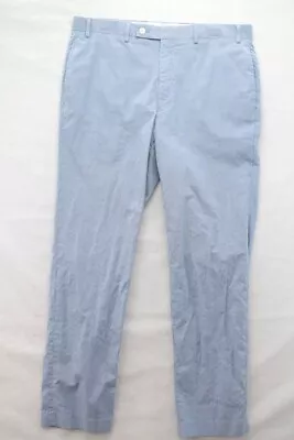 Lauren Ralph Lauren Mens Seersucker Pants 35 X 32 Flat Front Blue Cotton Stripes • $34.99