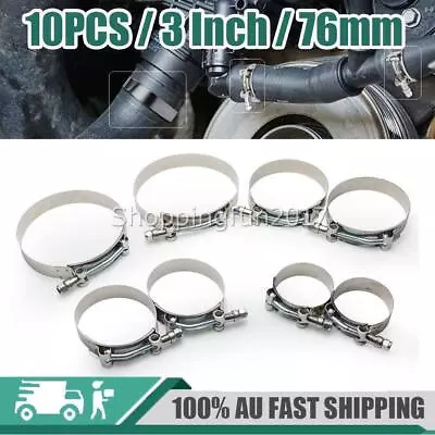 10 X 3 Inch / 76mm Inside Dimension Steel T-Bolt Silicone Hose Clamp (71-76mm) X • $16.45