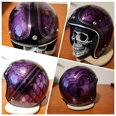 Custom 3/4 Helmet With Flake Paint Great Lining DOT Vintage Tt&co Fulmer Bell • $325