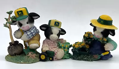 1999 2000 Marys Moo Moos John Deer Cow Figurine Set Of 3 Enesco • $9.95