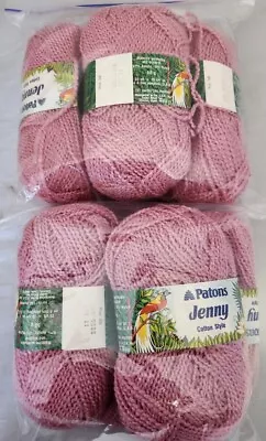 Patons Jenny Cotton Style Yarn 8 Skein Lot Mauve Pink New Old Stock Discontinue • $22.96