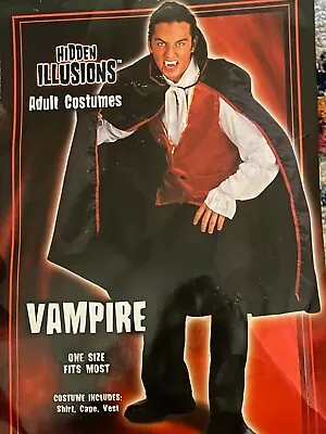 Hidden Illusions Mens Vampire Costume Shirt Cape Vest One Size Adult • $20