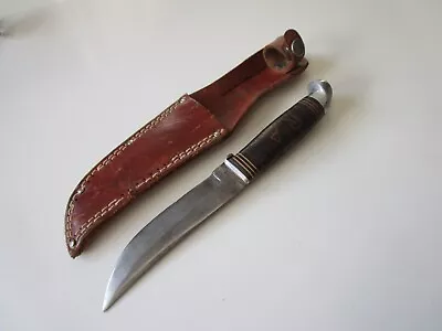 Vintage Western Field Fixed Blade Knife With Leather Sheath • $29.95