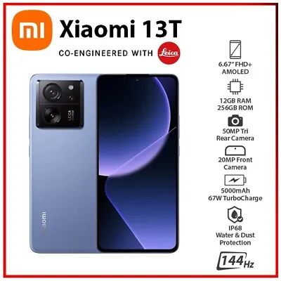 NEW Xiaomi 13T 5G BLUE 12GB+256GB Dual SIM Unlocked Android Mobile Phone AU • $858.55