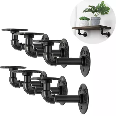 Set Of 6 Pipe Shelf Bracket Industrial DIY Home Decor Wall Mounted Floating Rack • $21.80