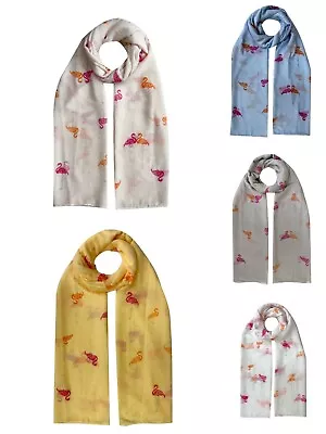 £3.99 • Buy Pretty Flamingo Print Foil Scarf Light Wight Ladies Pretty Shawl Wrap Pashmina