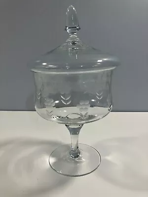 Vintage Crystal Pedestal Covered Glass Dish • $10