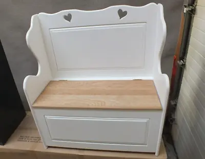 3ft Painted Monks Bench- Oak Seat- Settle- Pew- Hand Made- F&b All White • £435