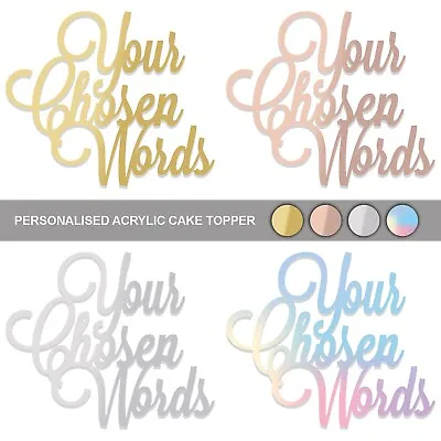 Custom Personalise Acrylic Mirror Cake Topper Party Decor Birthday Any Name Word • £4.49