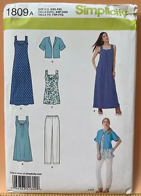 Simplicity Pattern 1809 Maxi Midi Dress Tunic Pants Jacket Uncut Sz 4-26 Plus UC • $7.95