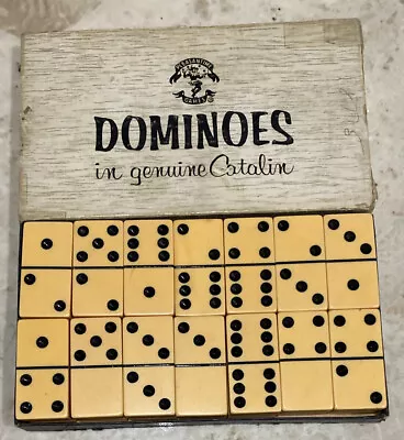 $59 • Buy Vintage Genuine Catalin Dominoes By Pacific Game Butterscotch W Box