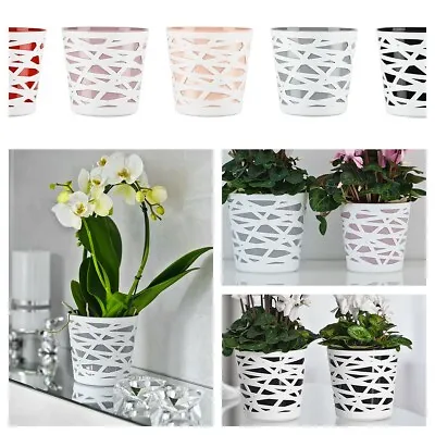 £3.99 • Buy Plastic Plant Pots Flower Planter Cover Holder Modern Indoor Round Small Sophie