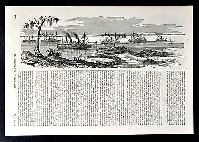 Harper Civil War Print Map - Bank's Landing At Baton Rouge  Steamboats Louisiana • $9.99