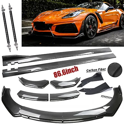 For Chevy Corvette C7 C6 C5 Fiber Front Bumper Lip Spoiler 86.6  Side/ Skirt Kit • $159.99