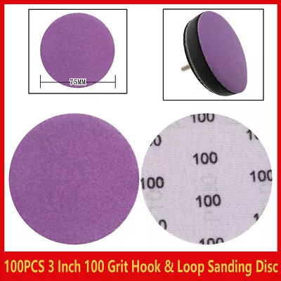 100PCS 3 Inch Sanding Discs 100 Grit Hook And Loop Sandpaper Orbital Sander Pads • $15.99