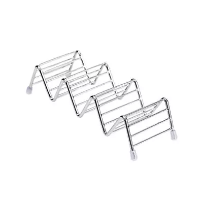 Stainless Steel Taco Holder Stand For 3-4 Tacos Each Wider Metal Tortilla Tra... • $18.77