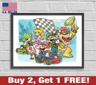 Mario Kart Watercolor Luigi 18  X 24  Poster Print Game Room Wall Art Decor • $13.48