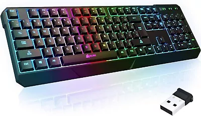 KLIM Chroma Rechargeable Wireless RGB Gaming Keyboard For PC PS4 Xbox One Mac • $19.50