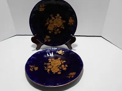 Lot Of 2 Bareuther Waldsassen Echt Cobalt Porcelain  Salad Plates Bavaria 7 7/8  • $55