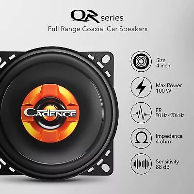 Cadence QR422 4 Inch 2-Way Full Range Coaxial Car Speakers 100 Watts 4 Ohms QR  • $90