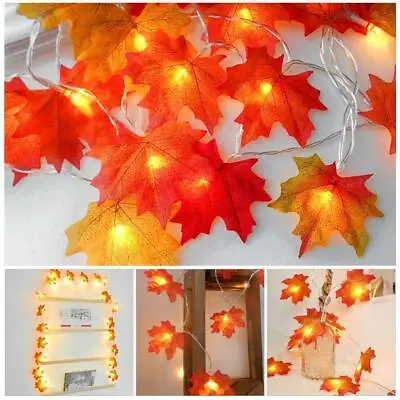 £3.65 • Buy Fall Maple Leaves LED Fairy String Light Leaf Lamp Garland Party Home Room Decor