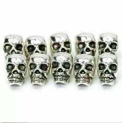 10 Tibet Silver Antique Steampunk Skull Spacer Bead DIY JEWELRY CRAFT FINGDINGS • $3.32