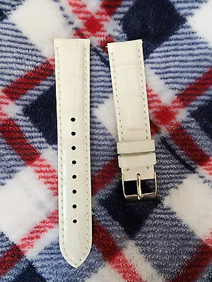 Bone / White Genuine Leather Alligator Emboss Interchangeable Watch Band DECO • $9.45