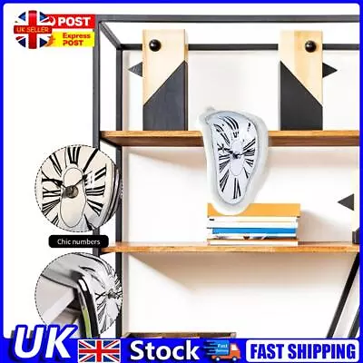 Melting Clock Deformation Clock Roman Number Gifts For Art Lovers (White) UK • £9.39