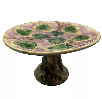 Griffen Smith & Hill 1880s Etruscan Majolica Maple Leaf Pedestal Compote • $124.80