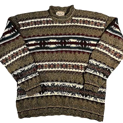 Vintage Woolrich Sweater Wool Blend Fair Isle Mens Large Made In USA Roll Neck • $22.99