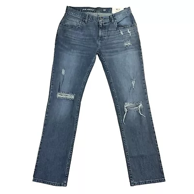 INC Mens Slim Straight Destroyed Comfort Stretch Jeans Blue 32 • $27.97