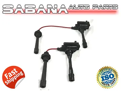 Set Of 2 Ignition Coils + Made In USA Spark Plug Wire Set For Mitsubishi • $79.95