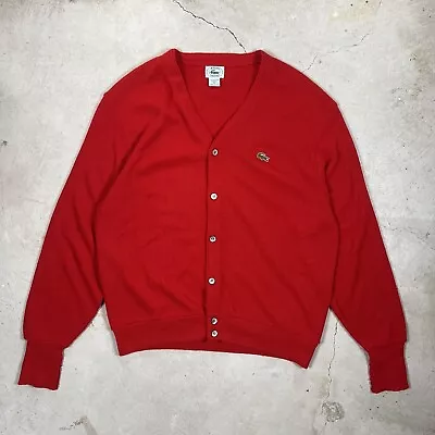 Vintage Izod Lacoste Men’s Cardigan Sweater Red XL • $25