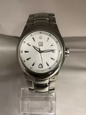 ESQ MOVADO E5263 WHITE DIAL STAINLESS STEEL 37mm MENS DATE WATCH • $59.99
