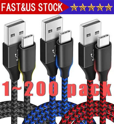 Braided USB C Type-C Fast Charging Data SYNC Charger Cable Cord 3/6/10FT Lot • $370.99