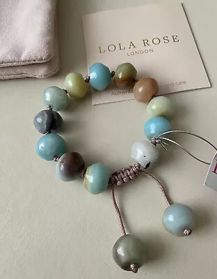 Lola Rose Blue Amazonite Bracelet Semi Precious Stone Adjustable Bracelet • £25