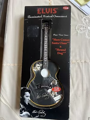 Illuminated Elvis Presley Guitar Musical Ornament Plays *Hound Dog * NIB • $18.50