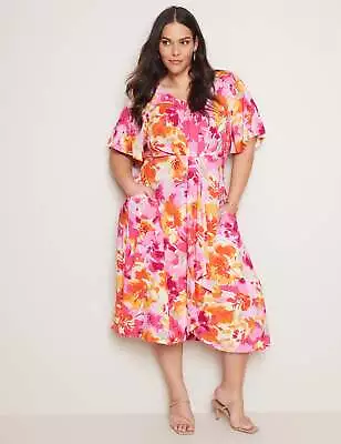 AUTOGRAPH - Plus Size - Womens Dress -  V Neck Kimono Hi Low Dress • $20.45