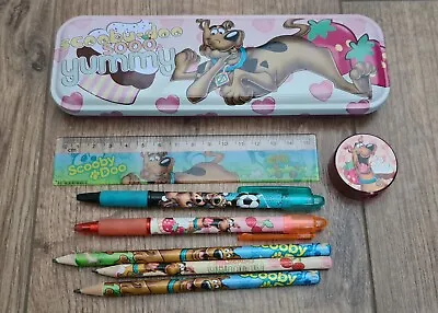 Scooby Doo Metal Pencil Case Ruler 2 Pens 3 Pencils Sharpener Set Bundle • £10