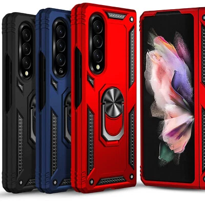 $11.99 • Buy For Samsung Galaxy Z Fold 3 Case, Shockproof Metal Ring Holder Kickstand Cover