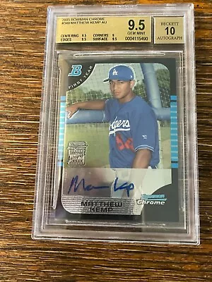 2005 Bowman Chrome Auto Rookie Base Card Auto #349 Matt Kemp 9.5 10 • $100