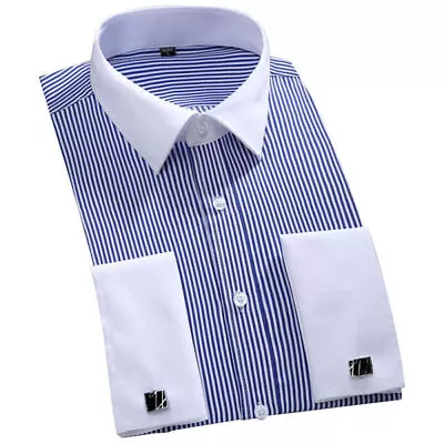 New Luxury Mens Casual Double Collar Slim Fit Formal Shirt Italian Design Size ~ • £19.19