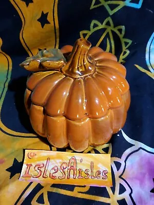 Ceramic Pumpkin Cookie/Candy Jar W/Lid Halloween Fall Decorations 5”x5.5” • $18.98