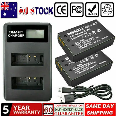 2Pcs 1.6Ah Battery + LCD Dual Charger For Canon LP-E12 EOS M10 M50 M100 100D NEW • $28.99