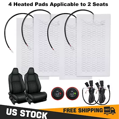 4Pads Carbon Fiber Car Heated Seat Heater Kit With Round Switch Universal A6C6 • $28.99