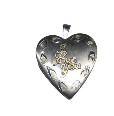 Sterling Silver  I Love You Heart Photo Pendant Charm Locket .75” • $32.90