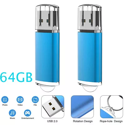 2PCS 64GB USB 2.0 Memory Stick Flash Drive Storage Thumb Pen Drives U Disk • $6.99