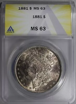 1881 Morgan Dollar Anacs Ms-63 Toned (2329692) • $110