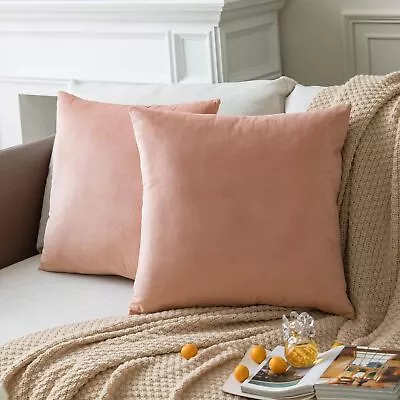 Colormz Set Of 2 Dusty Rose Colored Solid Velvet Throw Pillow Covers Cozy Soft • $18.89